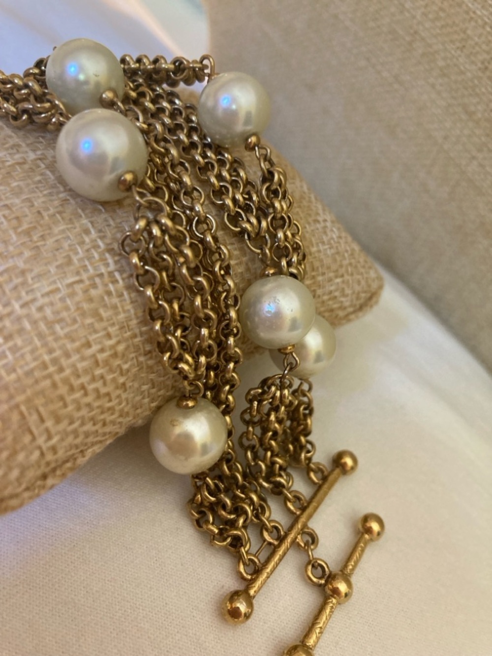 Multi Chains and Faux Pearls Statement Bracelet - Picture 5 of 6